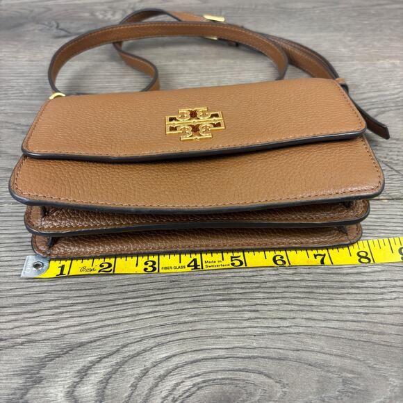 Tory Burch Britten Mini Satchel Tiramisu 140972 Leather Handbag - Picture 11 of 14